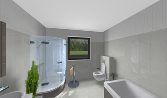 Winkelbungalow 1 3D-Innenansicht