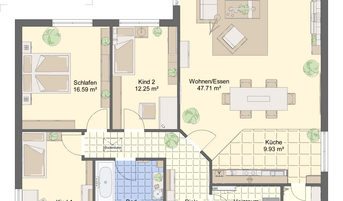 Winkelbungalow 1 Grundriss EG