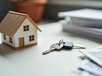 Dokumente mit Haus und Schlüssel